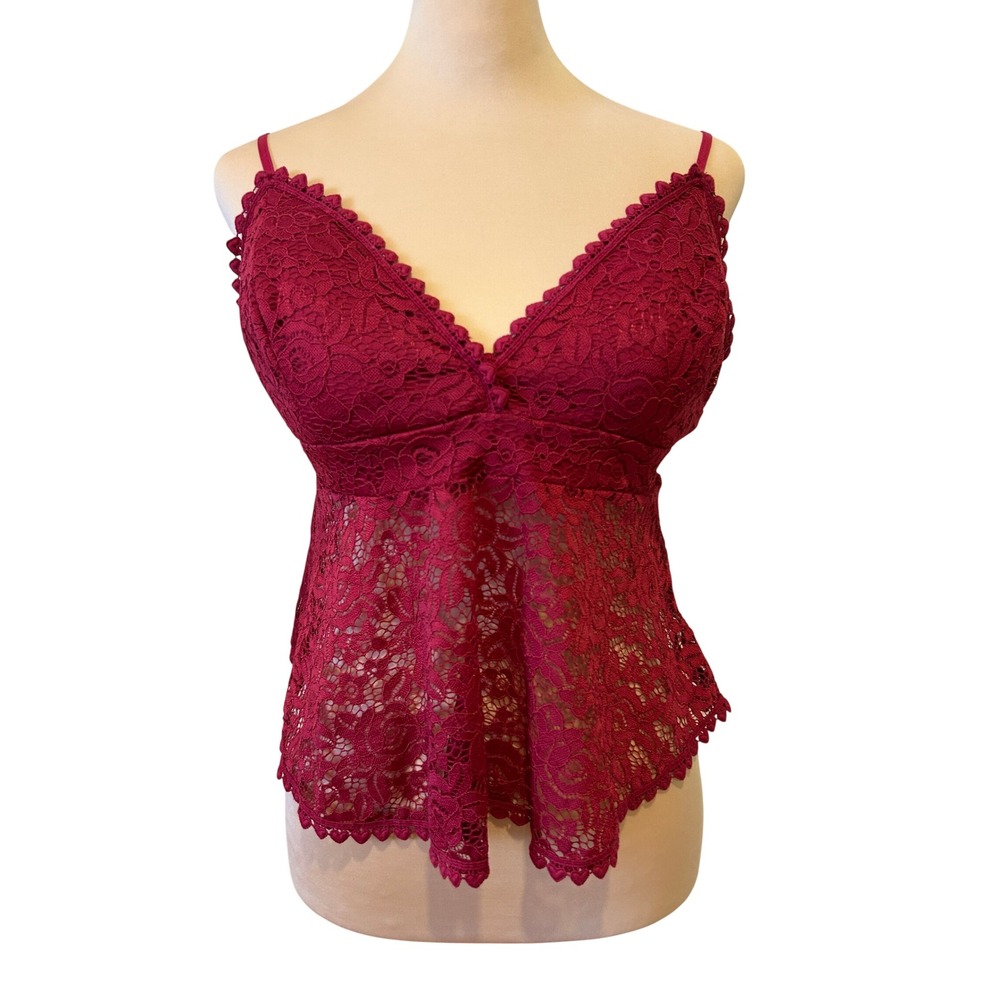 Papermoon Babydoll Lace Top Size L Burgundy Red Padded Cups Vamp Witchy Goth